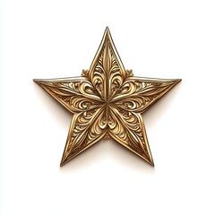 Obraz premium Intricate Gold Filigree Star on White Background