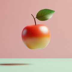 Obraz premium A vibrant and isolated apple is floating in mid air