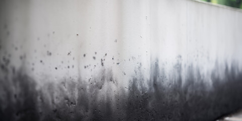 Close-up of a weathered wall with black stains and texture, showcasing urban decay.