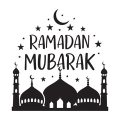 Elegant Ramadan Mubarak Design with Crescent Moon and Lanterns