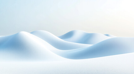 Serene snow-covered hills under soft light, evoking a peaceful winter atmosphere.