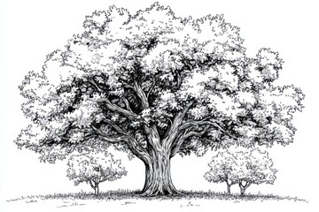 Fototapeta premium Majestic Oak Tree Drawing Outdoors