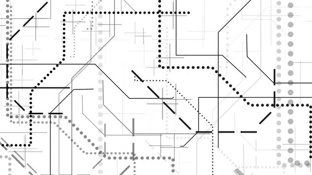 Animated blueprint mapping diagram, network hub inter-connections
