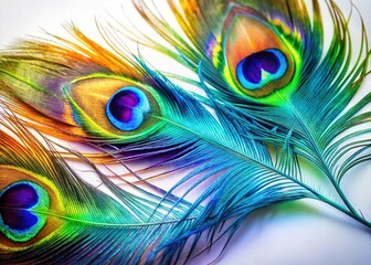 Obraz premium Peacock feather hues, ethereal and abstract; paint smears dance on canvas.