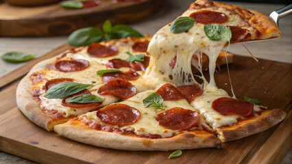 Crispy Pepperoni Pizza with Melted Cheese – Italian Classic Dish