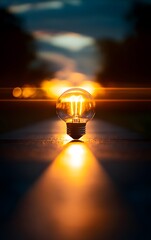 A lightbulb illuminating a path, symbolizing enlightenment and success