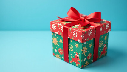 Obraz premium colorful christmas box sits nicely beautiful blue