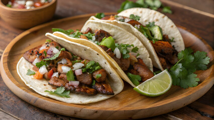 Spicy Mexican Tacos – Seasoned Meat with Guacamole and Salsa