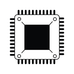 Chip glyph icon with white background vector stock illustration