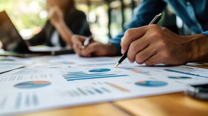 Business Meeting, Analyzing Data and Charts