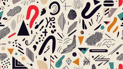 Intricate Geometric Pattern Featuring Bold Shapes in Vibrant Colors