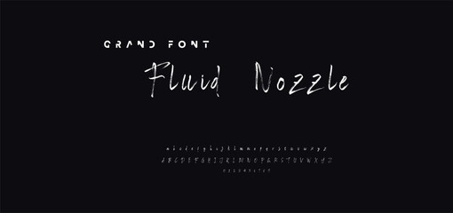 Lettering font isolated on black background. Texture alphabet in street art and graffiti style. Grunge and dirty effect.  Vector brush letters.