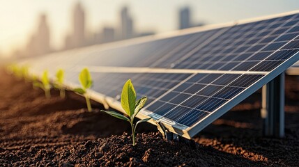 Fototapeta premium Sustainable urban energy farming nature and technology