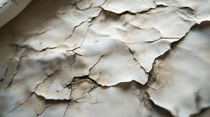 with fine cracks and darkened edges from aging 