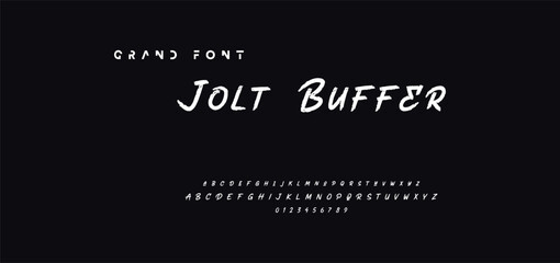 Lettering font isolated on black background. Texture alphabet in street art and graffiti style. Grunge and dirty effect.  Vector brush letters.