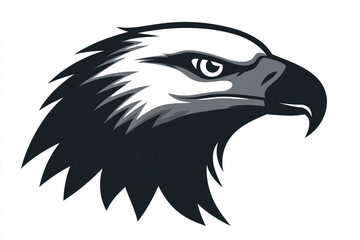 Fototapeta premium Eagle logo, vector graphic design, simple and minimalist style, black color only on a white background, high resolution, professional quality.