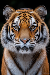 Naklejka premium Intense Gaze: Striking Portrait of a Majestic Bengal Tiger