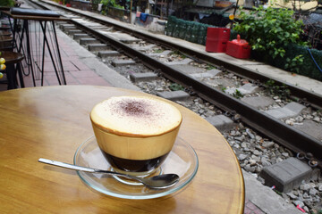 Egg coffee at Hanoi Train Street, Vietnam