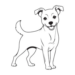 Fototapeta premium Adorable Black and White Jack Russell Terrier Illustration