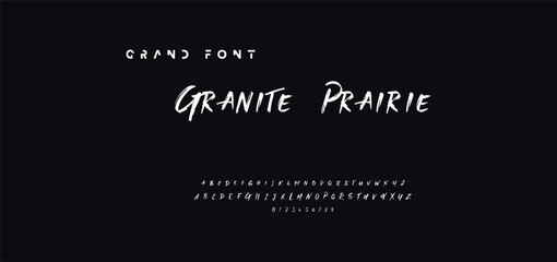 Lettering font isolated on black background. Texture alphabet in street art and graffiti style. Grunge and dirty effect.  Vector brush letters.