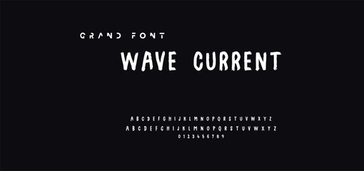 Lettering font isolated on black background. Texture alphabet in street art and graffiti style. Grunge and dirty effect.  Vector brush letters.