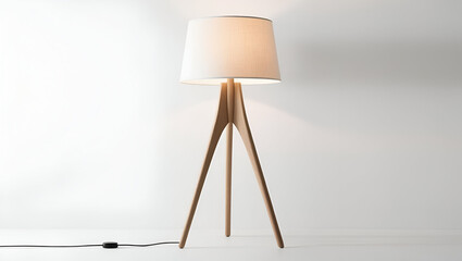 Modern Wooden Tripod Floor Lamp with White Shade &ndash; Minimalist Home Lighting