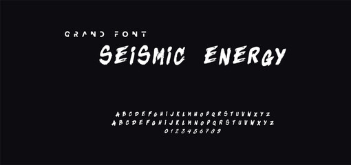 Lettering font isolated on black background. Texture alphabet in street art and graffiti style. Grunge and dirty effect.  Vector brush letters.