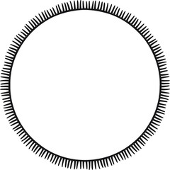 Circular border made with many strokes joined to a line. Vector illustration made with black strokes creating a circular border.