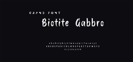 Lettering font isolated on black background. Texture alphabet in street art and graffiti style. Grunge and dirty effect.  Vector brush letters.