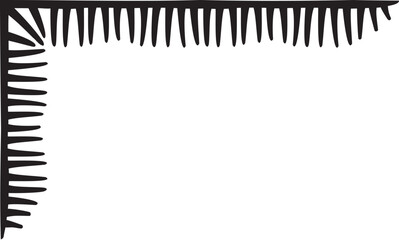 L-shaped border made with many strokes joined to a line. Vector illustration made with black strokes creating an L-shaped border.