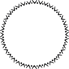 Circular border with small Vs and circles. Vector illustration made with black strokes creating a circular border.