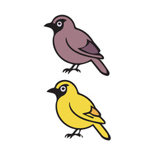 Obraz premium Two Different Colored Birds Illustration