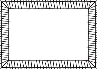 Rectangular border with lines crossing over two lines. Vector illustration made with black strokes creating a rectangular border.