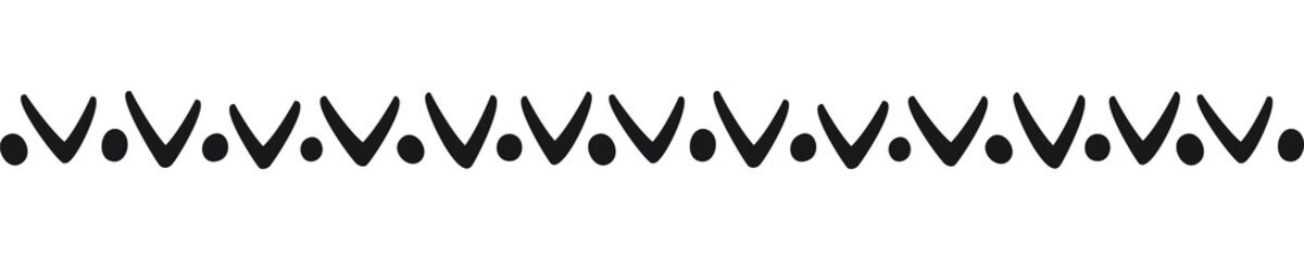 Linear border with Vs and circles. Vector illustration made with black strokes creating a linear border.