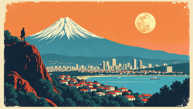 unique poster travel decor made santiago chile features retro art