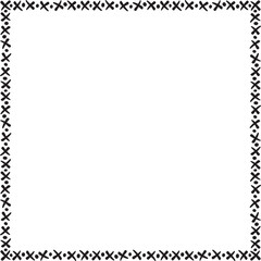 Square border with small X's and circles. Vector illustration made with black strokes creating a square border.