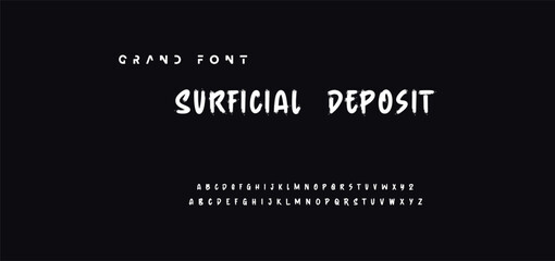 Lettering font isolated on black background. Texture alphabet in street art and graffiti style. Grunge and dirty effect.  Vector brush letters.
