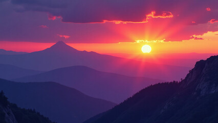 vibrant sunset purple mountains creates breathtaking scenes warm colors softly fading