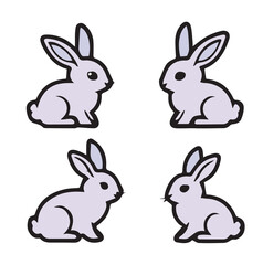 rabbit set vector color icon
