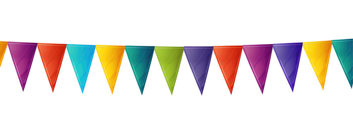 triangular bunting flags on transparent background