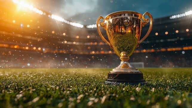 Stunning Winner's Trophy in Stadium Symbolizing Victory and Competition