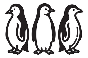 Penguins Vector Illustration Downloadable Black And White Animal Clipart
