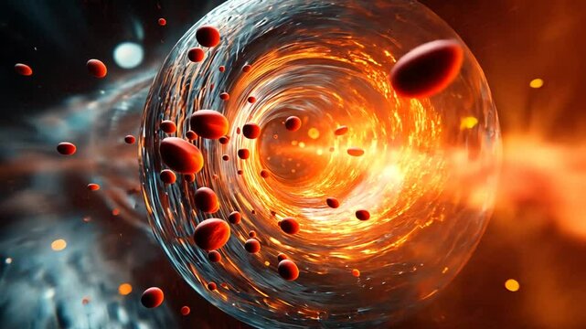 Blood Cell Through Vessel Vortex