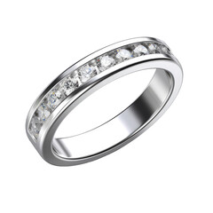 stunning diamond wedding band on transparent background