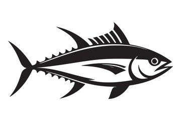 Black and White Tuna Fish Illustration Vector Graphic Image