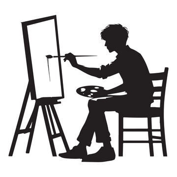 artist painting silhouette on canvas clip art preview