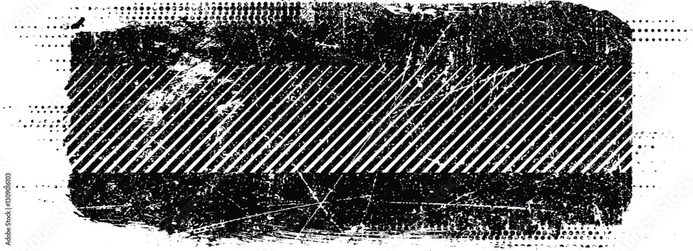 Aufkleber Grunge textured banner with rough edges. Halftone dots texture. Overlay grunge texture . Simply place texture over any object to create grunge effect . Banner with scratched surface for your design. 