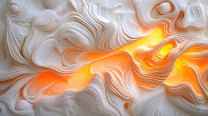 Obraz premium Vibrant Close Up of White and Orange Abstract Design with Fluid Curves