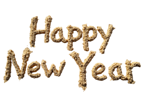Happy New Year Sand Writing with transparent background