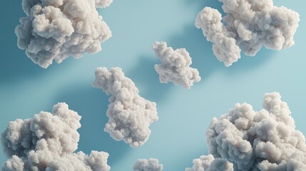 Fluffy White Clouds Gently Floating Against a Bright Blue Sky Above